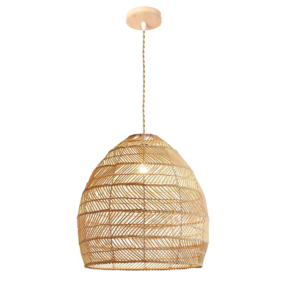 Lúminaria Pendente Rattan de Palha Nova Guine Detalhes